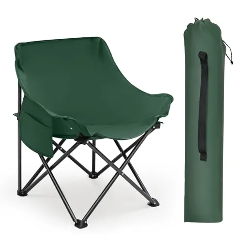 Sunula Campingstuhl Faltbar mit Tragetasche & Rutschfesten Füßen - Klappstuhl Angelstuhl Strandstuhl Ideal für Wandern Angeln Camping Garten Balkon Dunkelgrün