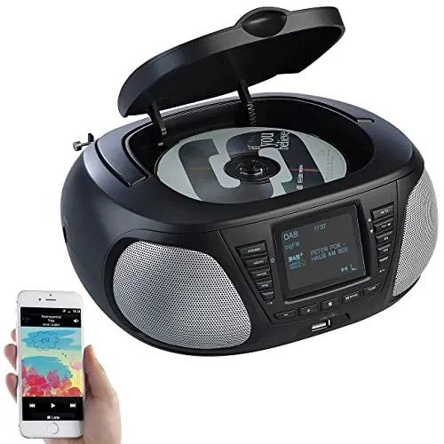 VR-Radio CD Player: Mobile Stereo-Boombox mit DAB+/FM, Bluetooth, CD, AUX, 10 Watt (Radio, tragbarer Player, Lautsprecher)