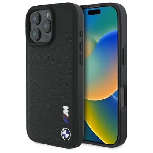 BMW Hard PU Leder Case für Apple iPhone 16 Pro Max - Schwarz - Taschen & Schutzhüllen, elegantes PU-Lederdesign mit optimalem Schutz und stilvollem BMW Branding für Ihr iPhone 16 Pro Max.