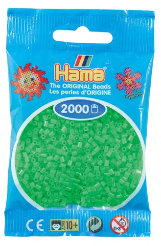 Mini Bügelperlen - Fluor-Grün Hama 501-42 Ø 2,5 mm Perlen Steckperlen Beads 2000