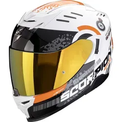 Scorpion Exo-520 Evo Air Titan Helm - Weiß-Orange, Größe M für Männer - Motorradhelm mit temperaturausgleichendem Kwikwick 2TM Innenfutter und AirfitTM für individuelle Passform, ideal für Brillenträger.