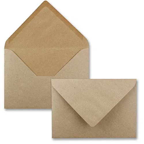 50x Briefumschläge B6-17,6 x 12,5 cm - Kraftpapier - Nassklebung mit spitzer Klappe - 120 g/m² - Für Hochzeit, Gruß-Karten, Einladungen