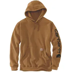 Carhartt Herren Sleeve Logo Hooded Sweatshirt, Brown, XS - Kapuzenpullover für Herren, LOOSE FIT mit elastischen Rippstrickbündchen für optimalen Tragekomfort und verstellbarer Kapuze.