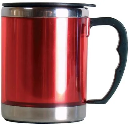 Basic Nature Edelstahl Thermobecher Mug 0,42 l rot - Isolierbecher für Freizeit und Camping, hält Getränke lange warm oder kalt; Farbe: Rot, ideal für Reisen und Outdoor-Aktivitäten.