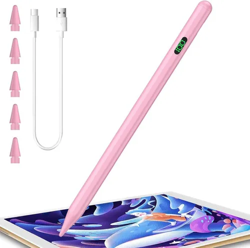 Vivitar Eingabestift iPad, Active Stylus Pen - Handfläschenerkennung mit 5 Ersatzspitzen (Batterieanzeige, Magnetbefestigung, Neigungsempfindlichkeit mit präziser Geschmeidigkeit, 1,5 mm feine Spitze, Kompatibel mit iPad 2018-2024, Keine Bluetooth-Verbindung oder Apps erforderlich -, 7-St)