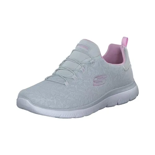 Skechers Damen Summits Sneaker - Hellgraues Netzgewebe mit Lavendelbesatz, 38 EU - Damen-Sneaker mit gepolsterter Komfort-Einlegesohle aus Memory-Schaum, hergestellt aus 100 % veganen Materialien für flexiblen Tragekomfort.