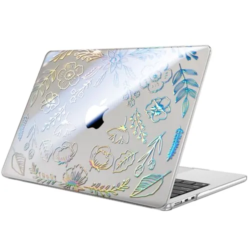 Fintie Hülle Kompatibel mit MacBook Air 13,6 Zoll M5 M4 M3 M2 (2026-2022) A3449 A3240 A3113 A2681, Ultradünne Hartschale Schutzhülle Snap Cover Kompatibel mit MacBook Air 13, (Garten(Klar))
