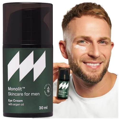 Monolit Augencreme mit Arganöl für Männer 30 ml - Anti-Falten-Arganöl, feuchtigkeitsspendendes Süßmandelöl, Quittensamenextrakt, für alle Hauttypen, eye cream, augenpflege, augenringe entfernen
