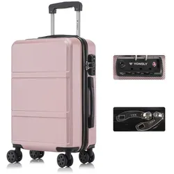 YONSLY Premium Reisekoffer XL Roségold mit TSA-Schloss in pink von YONSLY