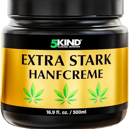 5kind Extra Stark Hanfcreme 500 ml – Hochdosiertes Hanf Gel für Muskelkater