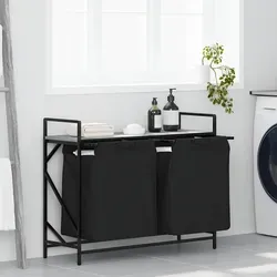 vidaXL Wäschekorb 2 Fächer Grau Sonoma - Wäschesammler mit praktischen herausziehbaren Beuteln für müheloses Organisieren. Robuste Struktur mit Ablagefläche für Waschmittel oder Toilettenartikel, ideal für Waschküche oder Badezimmer.
