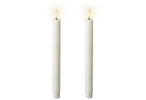 Lumineo LED-Kerze, LED Kerzen mit Timerfunktion 24cm Wachs 2er Set Weiß / Warmweiß