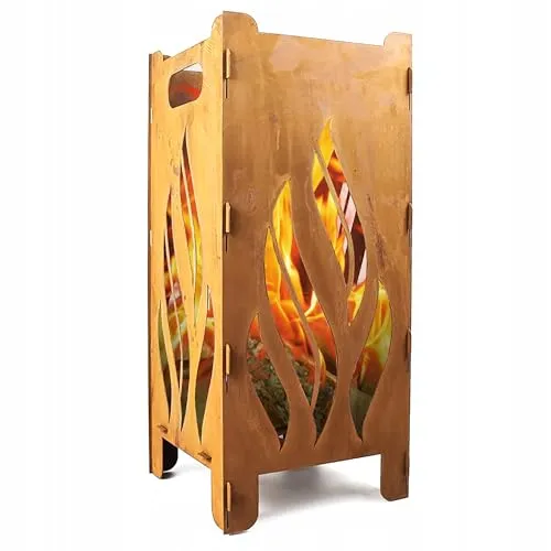 Kapaga - Klappbares Gartenfeuerstelle aus Cortenstahl – Feuertonne, Feuerkorb, Robuste Outdoor Feuerstelle & Grill in Rost-Optik, Perfekt für Garten & Terrasse, 57 x 26 cm