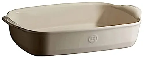 Emile Henry Backform Argile 36,5 X 23,5 CM - Sonstige Kategorie, hochwertige Keramikbackform in creme mit einem tollen Kochbuch als Geschenk für perfekte Backergebnisse.
