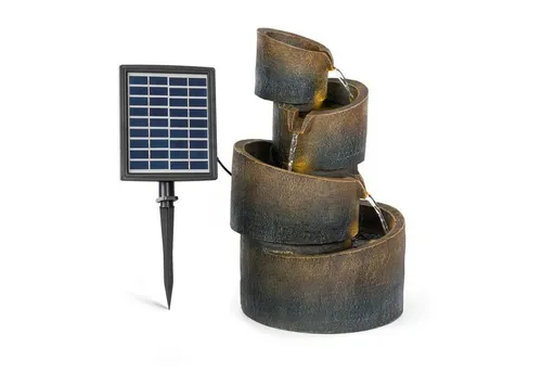 blumfeldt Wasserspiel Mantua Kaskadenbrunnen - Gartenbrunnen mit Solarbetrieb und LED-Beleuchtung, ideal für den Außenbereich, witterungsbeständig und umweltfreundlich.