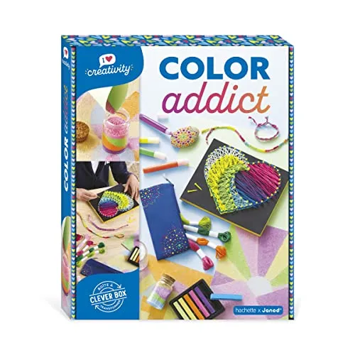 Janod - Diverse Aktivitäten Color Addict - Kreatives Bastelset für Kinder ab 8 Jahren - Kreatives Bastelset mit 8 Projekten zur Förderung von Feinmotorik und Konzentration. Ideal für kleine Künstler, die ihre Fantasie ausleben und stolz ihre farbenfrohen Werke präsentieren möchten!