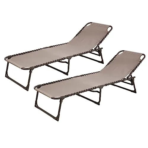 SVITA 2er Set Gartenliege - Verstellbare & Klappbare Sonnenliege in Beige - Praktisches 2er Set Gartenliegen mit 5-fach verstellbarer Rückenlehne, ideal zum Entspannen auf Balkon oder Terrasse. Atmungsaktives Gewebe und stabiler Stahlrahmen für höchsten Komfort.
