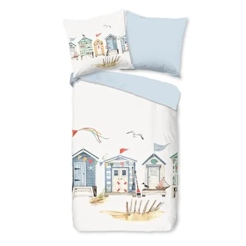 Traumschlaf Bettwäsche Strandhäuser maritim 155 x 220 cm von Traumschlaf