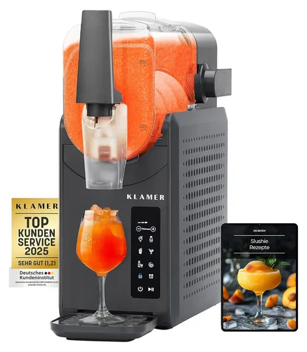 KLAMER Slush Maschine – 5 Programme für Slushie, Cocktail & mehr - EINFACH: Füllen Sie Flüssigkeit ein und genießen Sie erfrischende Slushs ohne Eis! Mit 5 Programmen und einem Fassungsvermögen von 2,6L bereiten Sie in kurzer Zeit köstliche Getränke für jeden Anlass zu.