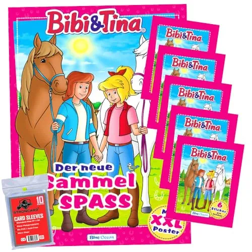 Bundle mit Blue Ocean Bibi & Tina Sticker Serie 2 - Pferdesticker Sammelsticker (2024) - Exklusive STRONCARD Hüllen - Auswahl (1 Album + 5 Tüten)