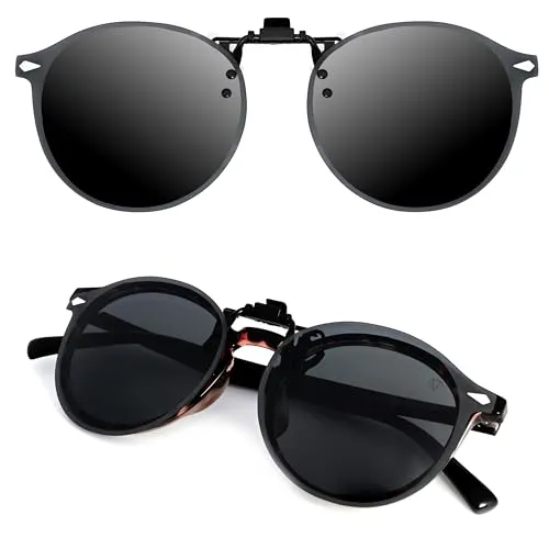 CREYESTAL Polarisiert Sonnenbrillen Aufsatz Brille, Sonnenbrille Clip, Anhebbar und Ultraleicht, Herren, Damen 100% UV400