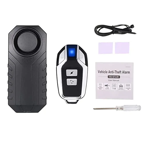 Mengshen Fahrrad Motorrad Alarm, Kabelloser Diebstahlalarm, IP55 Wasserdicht Und 113 db (Fernbedienung Enthalten)