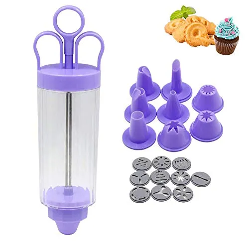 Classic Garnierspritze Mit 8 Tüllen, Kuchen-Dekorationsstift, Zuckerguss 10 Arten Blumenmusterdekoration, Kuchendekorationswerkzeug，Cremespritze Keksplätzchen Gerahmter Röhrenkuchen-Blumenpresse