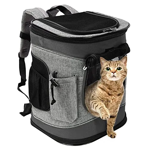 Kritter Planet Haustier-Rucksack mit Mesh-Fenster, atmungsaktive und Faltbare Hundetasche für Hunde und Katzen, herausnehmbare innere Haustier-Matte, für Wandern Radfahren Outdoor, 7kg Welpen