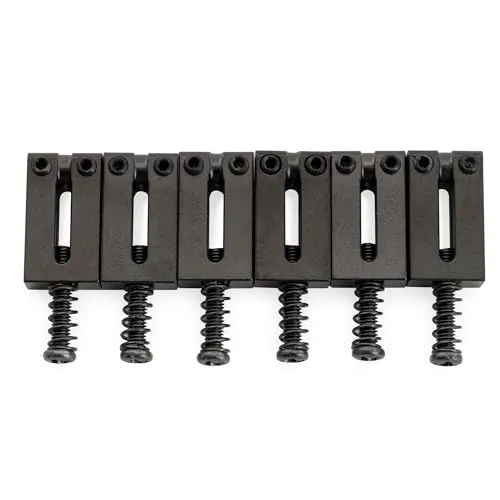 Musiclily Ultra 11,2mm Moderne Messing Saitenreiter Saddles für Vintage Strat Style E-Gitarre, Schwarz (6er Set)