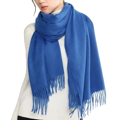 RIIQIICHY Pashmina Schal Blau Damen Winter Schals Tücher Stola Festlich für Abendkleider Damenschal Winterschal Kuschelig