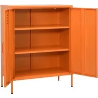 vidaXL Lagerschrank Orange 80x35x101,5 cm aus Stahl - Stilvoller und robuster Lagerschrank aus Stahl, ideal für Ihr Zuhause. Mit höhenverstellbaren Einlegeböden und einer Belastbarkeit von 90 kg.