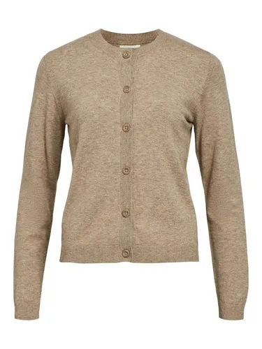 Object Strickjacke OBJThess - Melange in dunkelbeige - Cardigan aus 50% nachhaltiger Viskose, pflegeleicht und ideal für einen lässigen Look im Alltag.