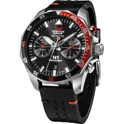 Vostok Europe Chronograph Rocket N1 Herrenuhr Schwarz/Rot 6S21-225A707-LBBLK - Armbanduhr für Herren, limitierte Edition mit nur 3000 Stück, 20 ATM wasserdicht und massives Edelstahlgehäuse für höchste Qualität und Langlebigkeit.