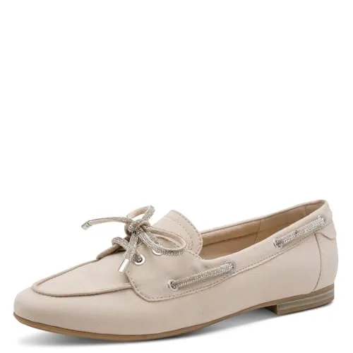 MARCO TOZZI Vegane Slipper mit Blockabsatz in Beige, Größe 38 EU - Modische Slipper im Veloursleder-Look mit Glitzereffekt und gepolsterter Innensohle für hohen Tragekomfort. Ideal für den Alltag und stylisch kombiniert.