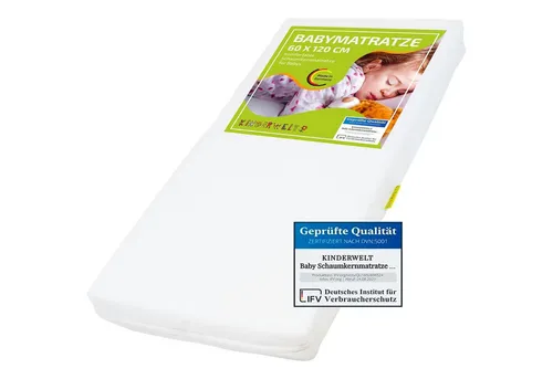 Kindermatratze Schaumstoff 60 x 120 cm - KiNDERWELT - Hochwertige Schaumstoffmatratze für Babys und Kleinkinder mit optimaler Druckentlastung und antiallergischen Eigenschaften für einen gesunden Schlaf.