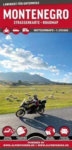 MoTourMaps Montenegro Auto- und Motorradkarte 1:275.000: reißfest • wasserfest • beschreibbar (MOTOURMAPS: Laminierte Auto- und Motorrad-Straßenkarten für unterwegs)
