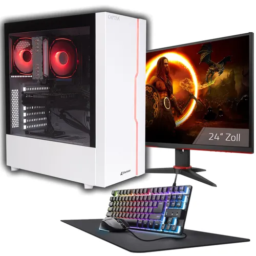 Captiva Gaming PC Bundle R93-551 - Hochleistungs-Gaming-PC mit RTX 5060 - PC-Systeme mit AMD Ryzen 7 5700X, 32GB DDR4 RAM und 1TB SSD für flüssiges Gaming-Erlebnis. Inklusive 23.80
