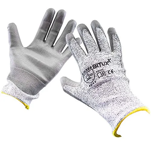 BITUXX Schnittschutzhandschuhe Arbeitshandschuhe Handschuh Schnittfest mit PU Beschichtung Gr S-XL (7-10) (S (7), 1 Paar)