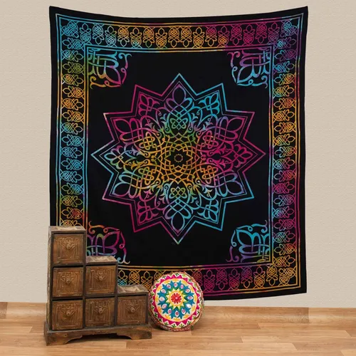 Wandbehang Wandteppich Tagesdecke Stern Deko Tuch Indien Mandala ca 200 x 230cm