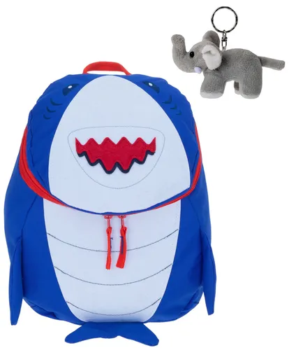 Rucksack Jungen Kinder Elephant Kids - Mini Kindergartenrucksack Hai Blau - Taschen & Rucksäcke für Jungen, leichter und gepolsterter Rucksack mit Tiermotiv, ideal für den Kindergarten und unterwegs.