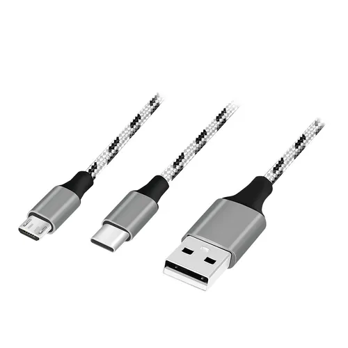 Logilink USB-C Ladekabel Micro 1,2m  2in1 USB Kabel Datenkabel Aluminium-Gehäuse