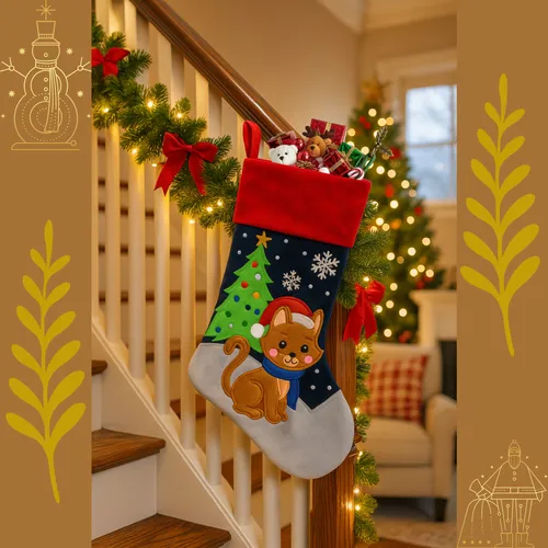 Handgestrickter Nikolausstrumpf 50cm Weihnachtsstrumpf + Gratis Pinboard Magnet