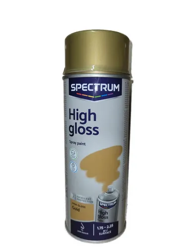 Spectrum Hochglänzender Gold Lackspray 400ml - Hochwertiger 1K Lackspray in Gold, schnelltrocknend und ideal für kreative Projekte. Perfekt für verschiedene Oberflächen und im praktischen 400ml Format.