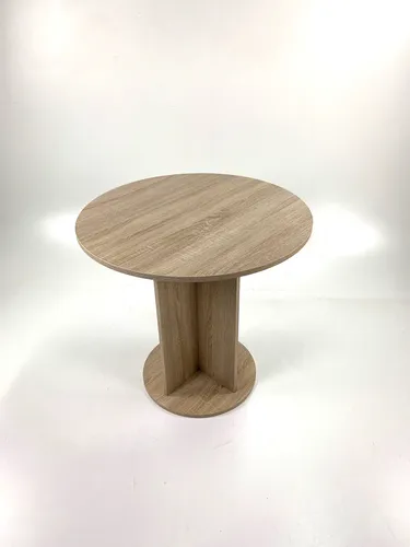 Möbel SD Esstisch Säule Rund Ø 79 cm Sonoma eiche hell Sägerau NEU