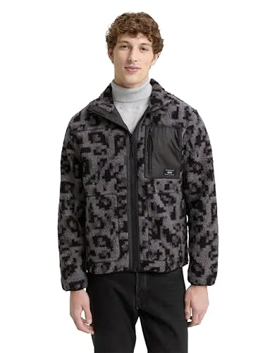 TOM TAILOR Denim Herren Teddyjacke mit Stehkragen