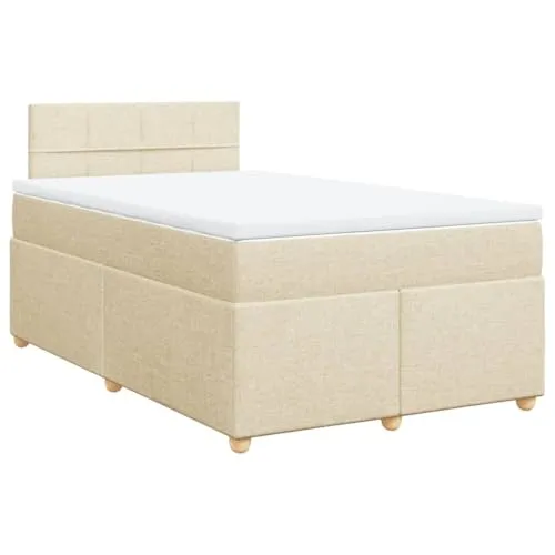 vidaXL Boxspringbett mit Matratze Creme 120x200 cm von vidaXL