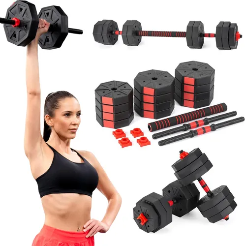 Gymtek® Kurzhantel Set 20kg - 2x Hantelgriffe + Langhantel Verbindung