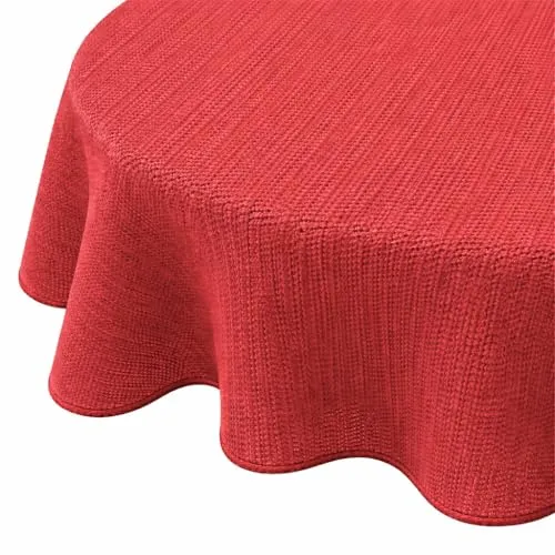 Produktbild Brandsseller Gartentischdecke Ø 140 cm Tischdecke mit Paspel Outdoor Tischtuch rund Weichschaum für Garten, Terrasse, Balkon wetterfest rutschfest - Rot