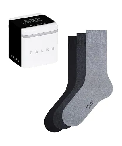 FALKE Herren Socken Happy Box Uni Multipack M So Baumwolle einfarbig 3 Paar, Mehrfarbig Sortiment 0050, 43-46 - Klassische Herrensocken im Multipack aus atmungsaktiver Baumwolle, ideal für Business und Freizeit. Der breite, elastische Bund sorgt für optimalen Sitz ohne Rutschen. Perfekt als Geschenkidee und für den täglichen Einsatz!