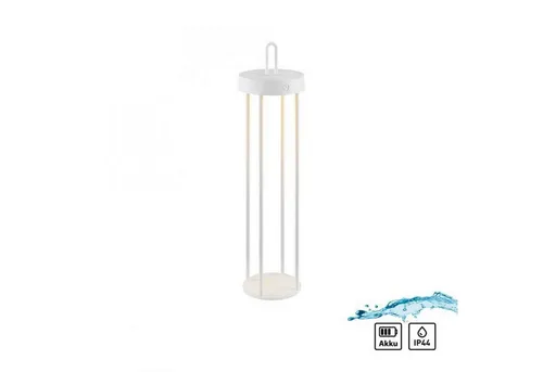 Licht-Erlebnisse Nachttischlampe CEDROS, LED fest integriert, Warmweiß, LED mit Dimmer Metall Touch Funktion 50,4 cm hoch IP44 Weiß eckig